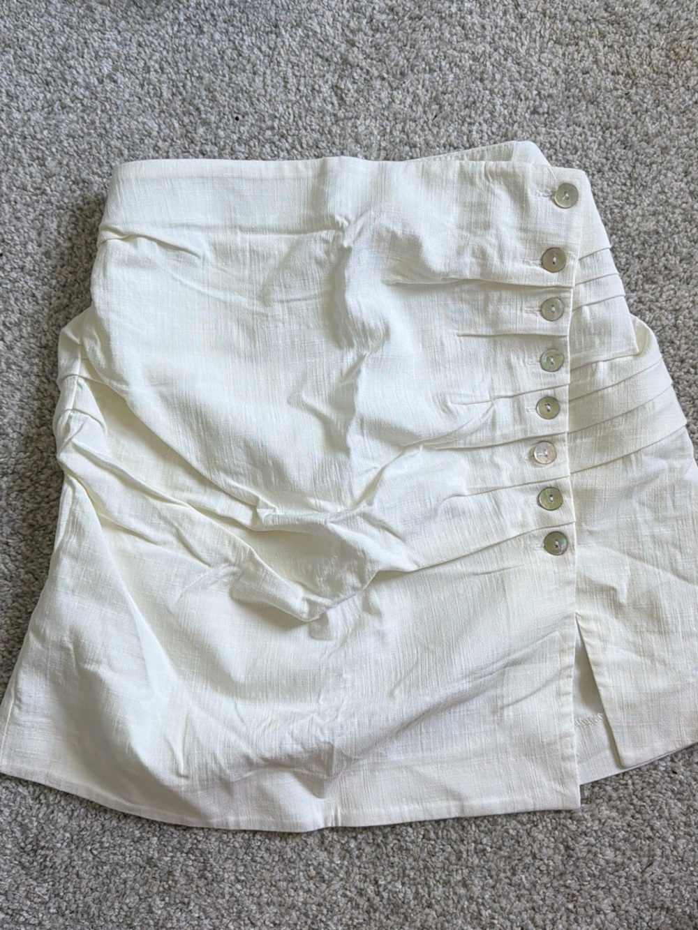 Zara white linen button accent mini skirt